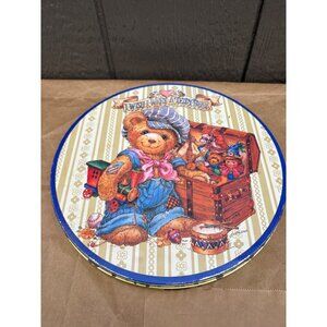Vintage Giftco 10" Round Tin I Wish I Were a Teddy Bear Design By Wohlrab